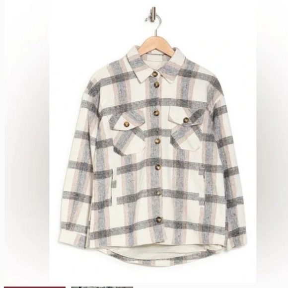 Thread & Supply Jackets & Blazers - Thread & Supply Woven Shirt Jacket, Brown Ivory Plaid, Size XS